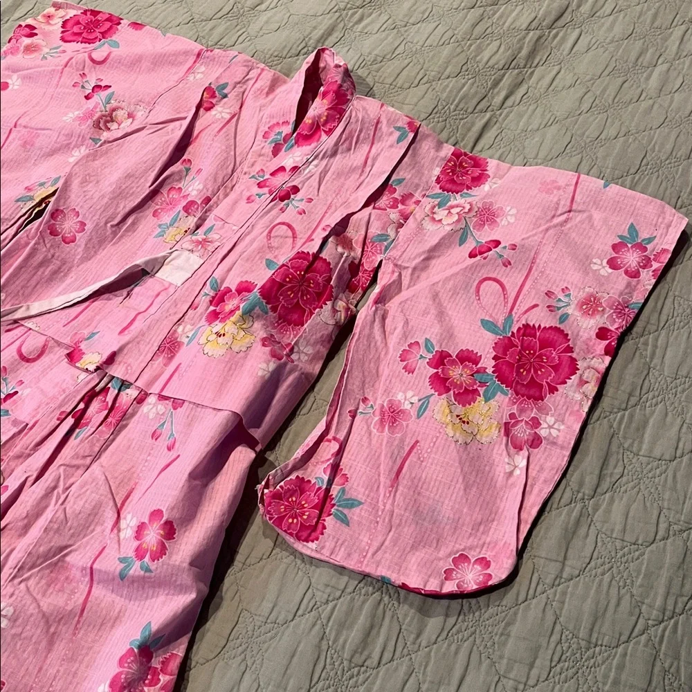Girls' Pink Floral Kimono Dress - size 4T